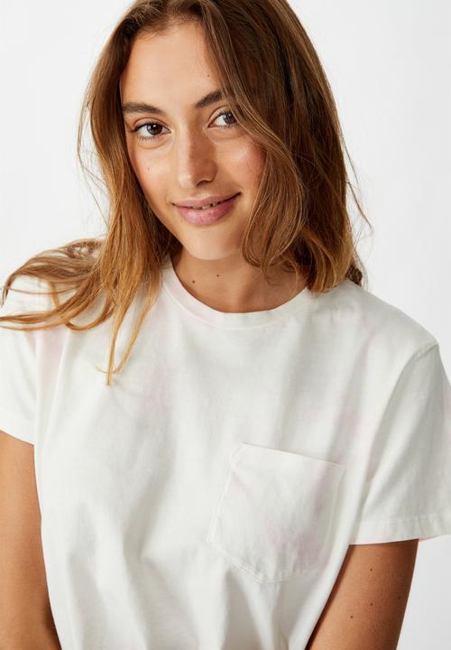 Cotton On - Chopped pockets tie dye T-shirt - cream 
