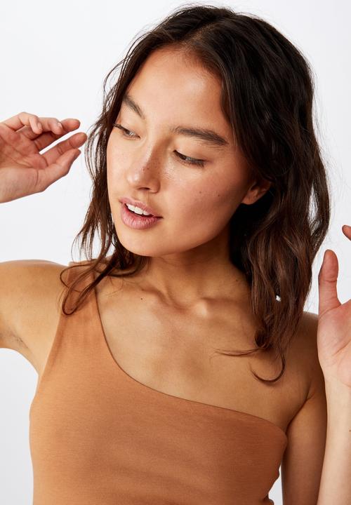 Cotton On - One shoulder sleevelss top - brown 