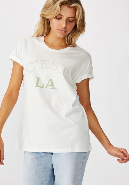 Cotton On - Classic slogan T-shirt C'esta La - cream