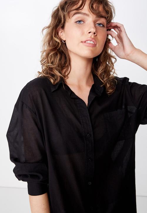Cotton On - Savannah oversized resort shirt - black