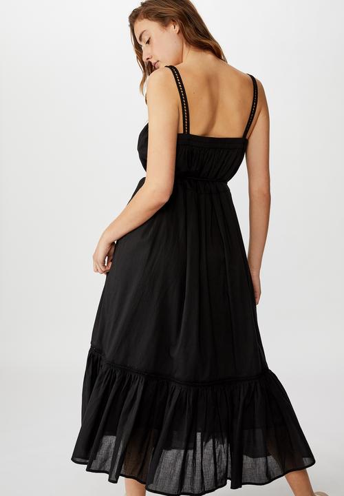 Cotton On - Woven meadow tiered midi dress - black