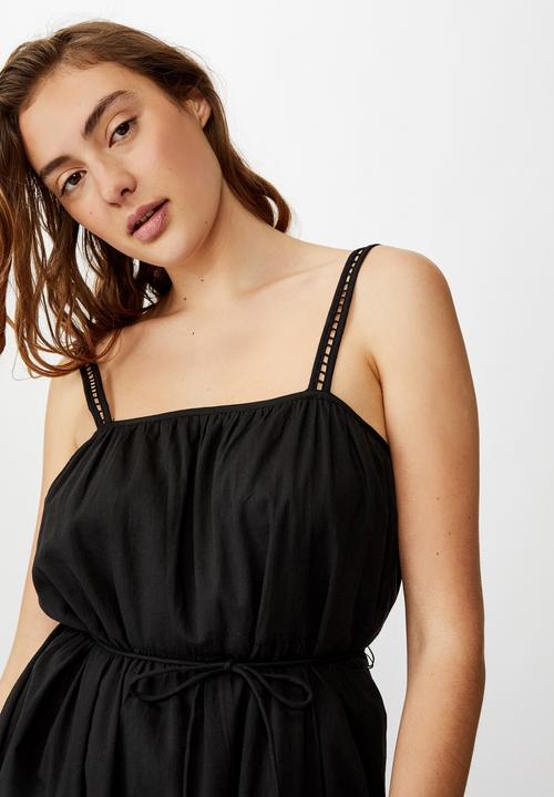 Cotton On - Woven meadow tiered midi dress - black