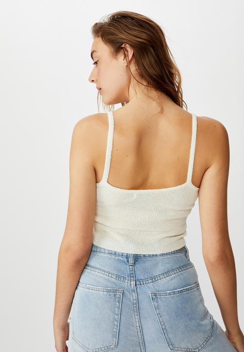 Cotton On - Lara cropped fine tank top - cream