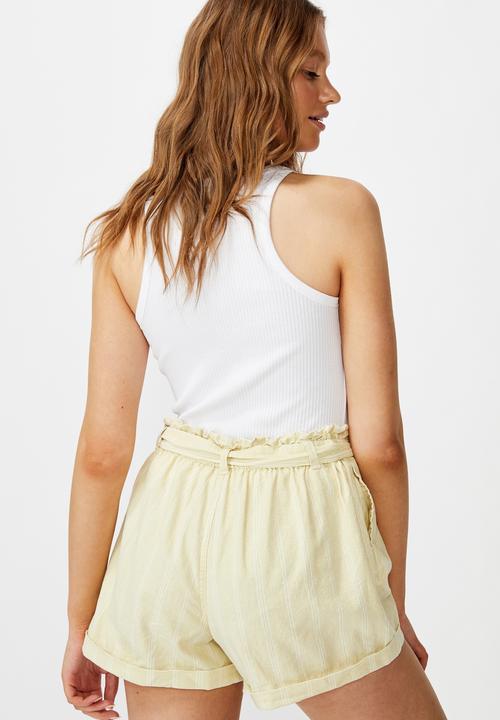 Cotton On - Riley high waisted shorts with stripes - yellow & white