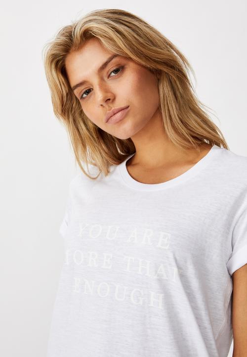 Cotton On - Classic slogan T-shirt you are more than enough - white