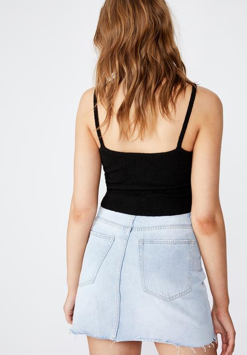 Cotton On - Lara cropped fine tank top - black
