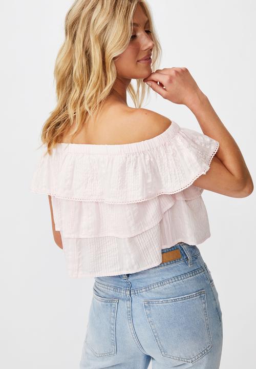 Cotton On - Sunshine frill off the shoulder top - pink