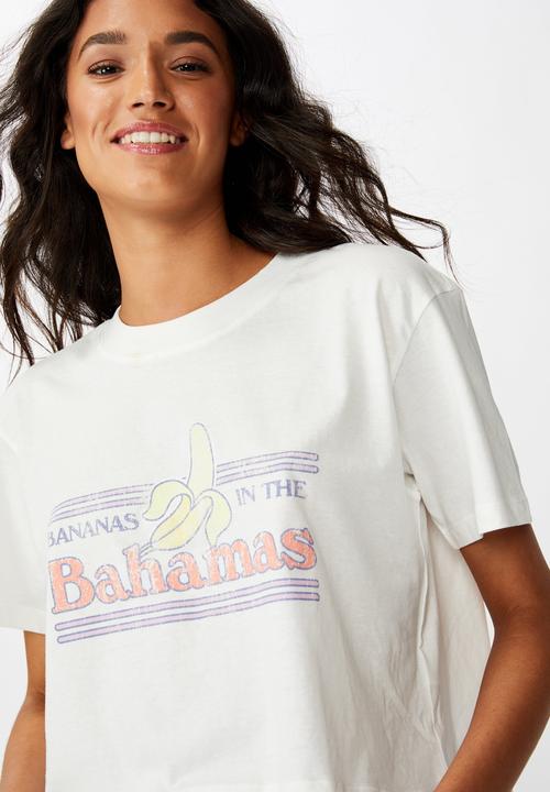 Cotton On - Tbar Cali graphic cropt tee bahamas - white