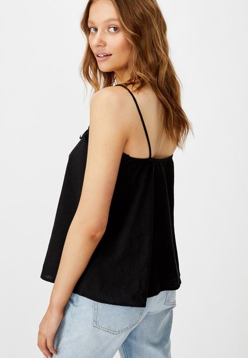 Cotton On - Wide heart lace trim cami - black