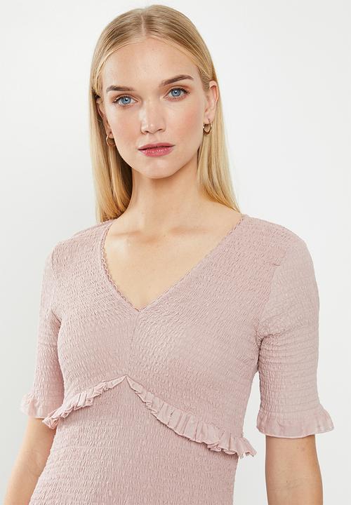 Cotton On - Woven Stella shirred mini dress  - pink