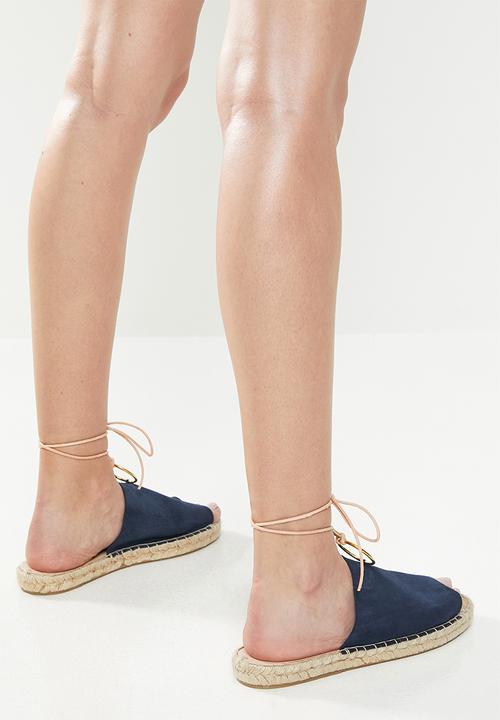 Espadril - Suede slip-on with cord and brass ring - navy