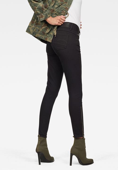 G-STAR - Lynn zip mid skinny ankle jean - black