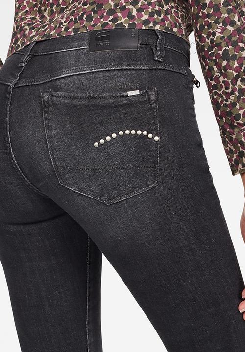 G-STAR - 3301 studs mid skinny - black