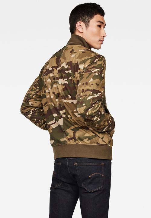 G-STAR - Bolt zip camo bomber jacket - green