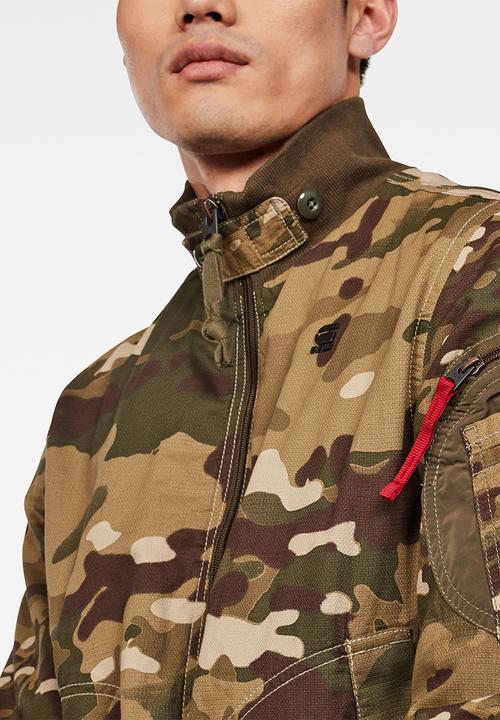 G-STAR - Bolt zip camo bomber jacket - green