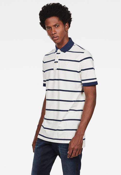 G-STAR - Fascia short sleeve polo - navy & white