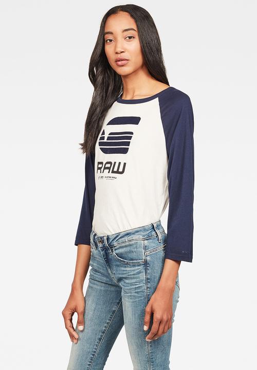 G-STAR - Graphic xzula tee - white & blue 
