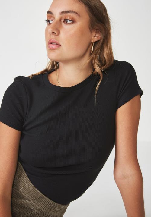 Factorie - Short sleeve rib T-shirt - black