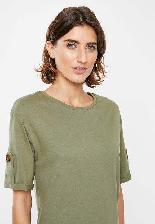 edit - Rolled sleeve tee - khaki