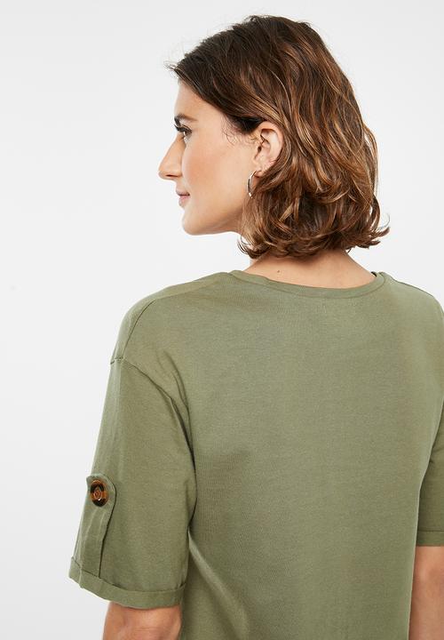 edit - Rolled sleeve tee - khaki