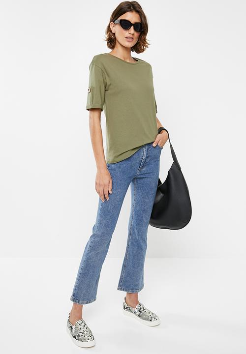 edit - Rolled sleeve tee - khaki