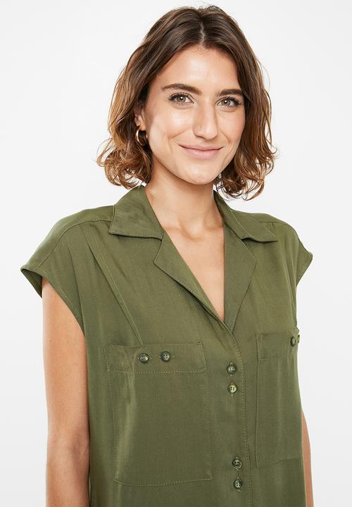 edit - Longer length utility shirt - khaki