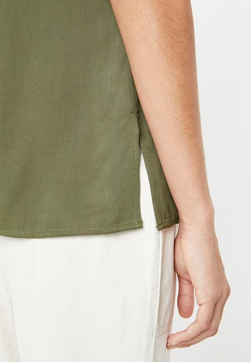 edit - Longer length utility shirt - khaki