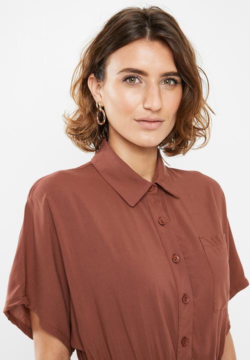 edit - Short sleeve button through - rust