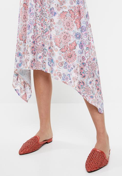 edit - Belted fit and flare dress - multi