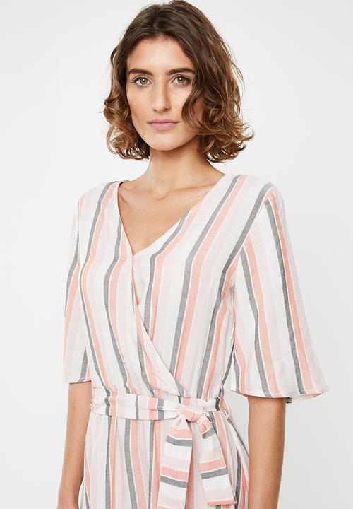 edit - Belted fit and flare dress - multi