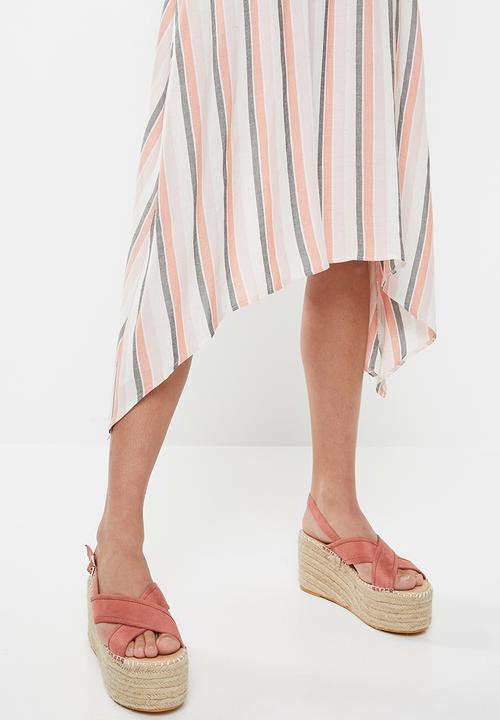 edit - Belted fit and flare dress - multi
