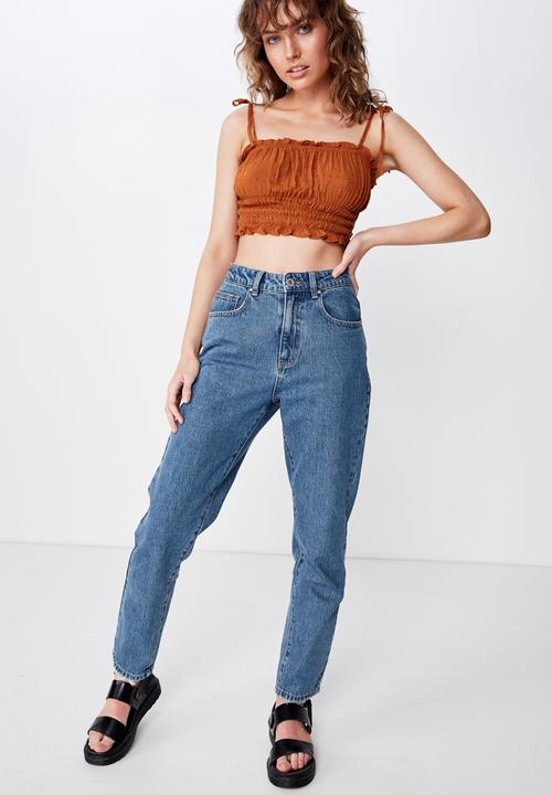 Cotton On - Chelsea shirred cropped cami - rust