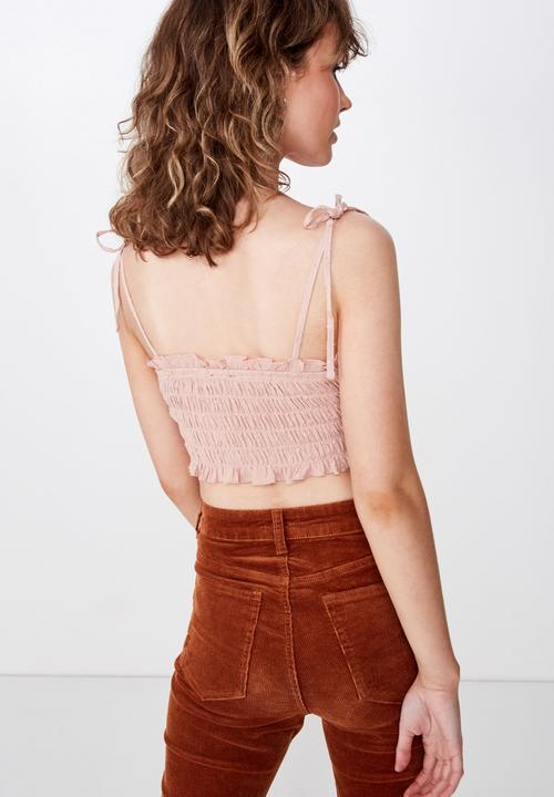 Cotton On - Chelsea shirred cropped cami - pink