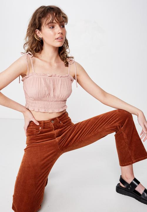 Cotton On - Chelsea shirred cropped cami - pink