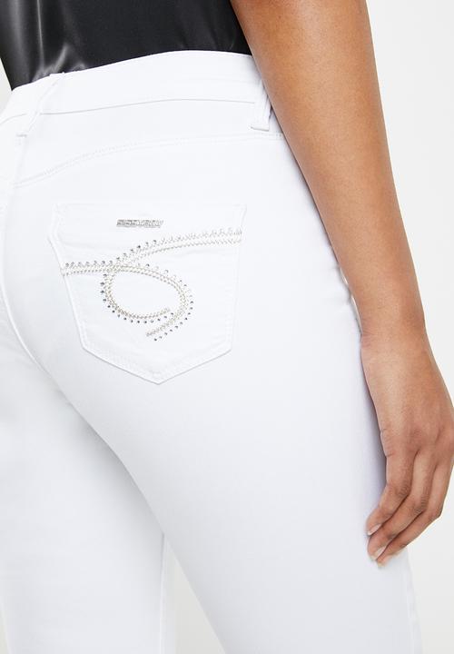 SISSY BOY - Axel skinny with crochet hem - white
