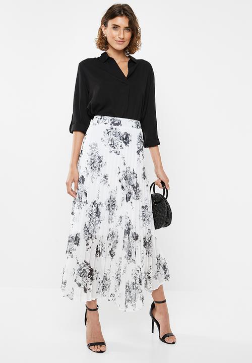 edit - Pleated maxi skirt - black & white