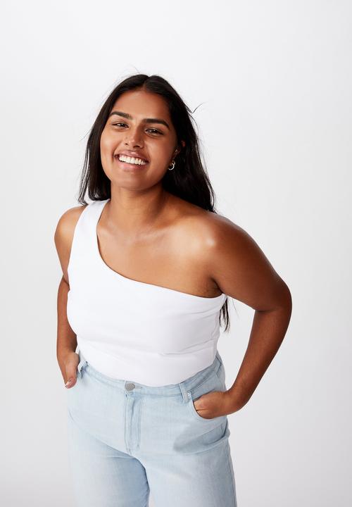 Cotton On - Curve one shoulder sleeveless top - white