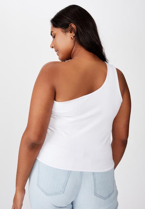 Cotton On - Curve one shoulder sleeveless top - white