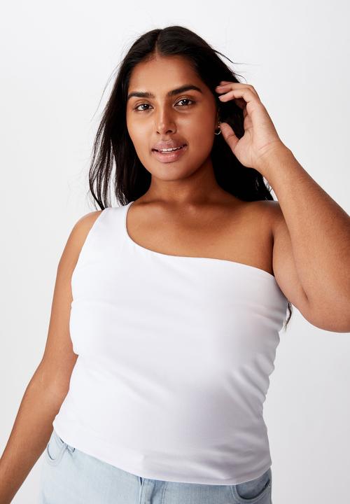 Cotton On - Curve one shoulder sleeveless top - white