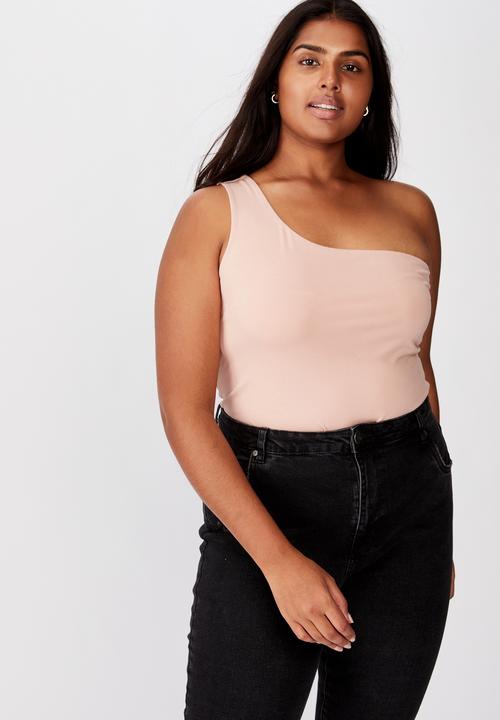 Cotton On - Curve one shoulder sleeveless top - pink 
