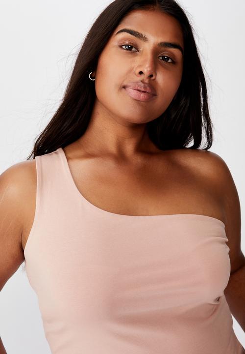 Cotton On - Curve one shoulder sleeveless top - pink 