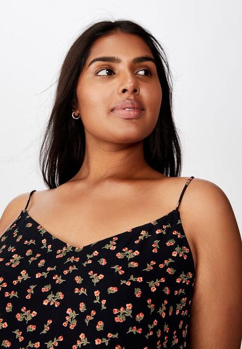 Cotton On - Curve astrid cami Victoria floral - black & red 
