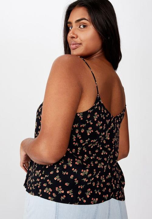 Cotton On - Curve astrid cami Victoria floral - black & red 
