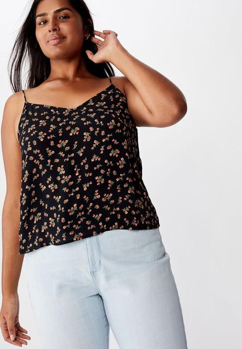 Cotton On - Curve astrid cami Victoria floral - black & red 