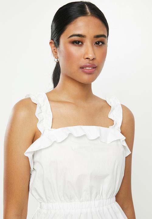 Missguided - Ruffle ruched waist cami - white