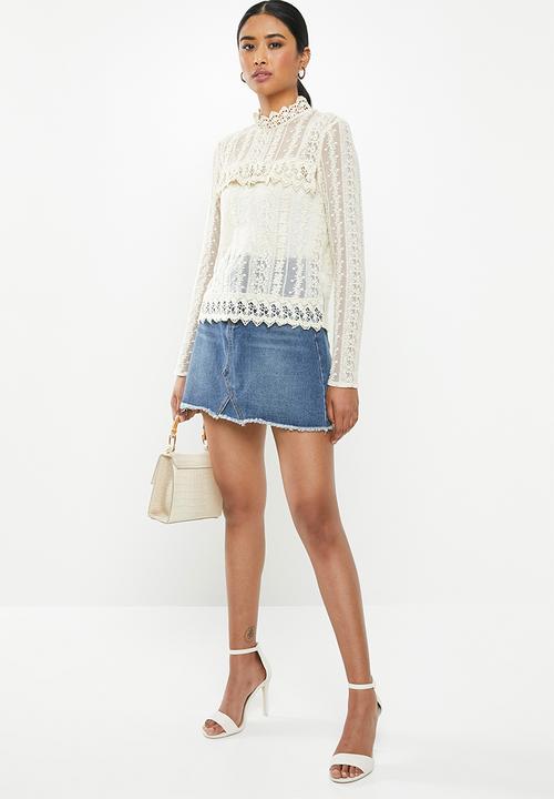 Missguided - Victoriana lace blouse - cream
