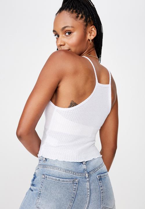 Factorie - Textured Henley racer back singlet - white