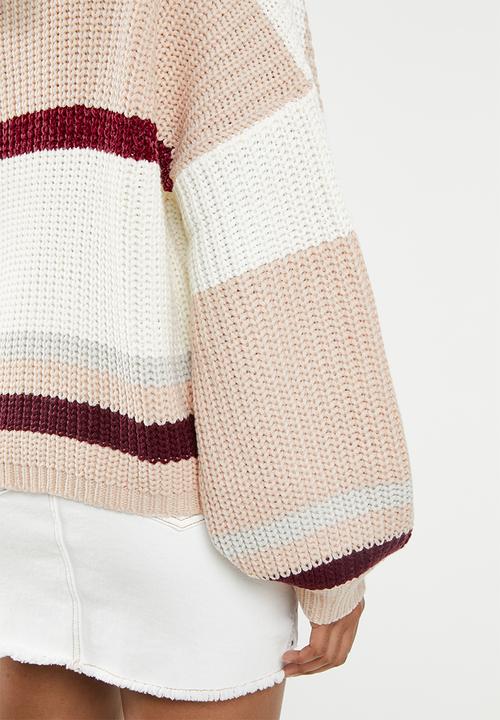 Missguided - Stripe turtle neck oversized crop jumper - multi