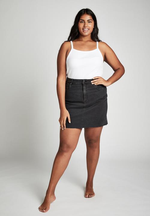 Cotton On - Curve denim skirt - black
