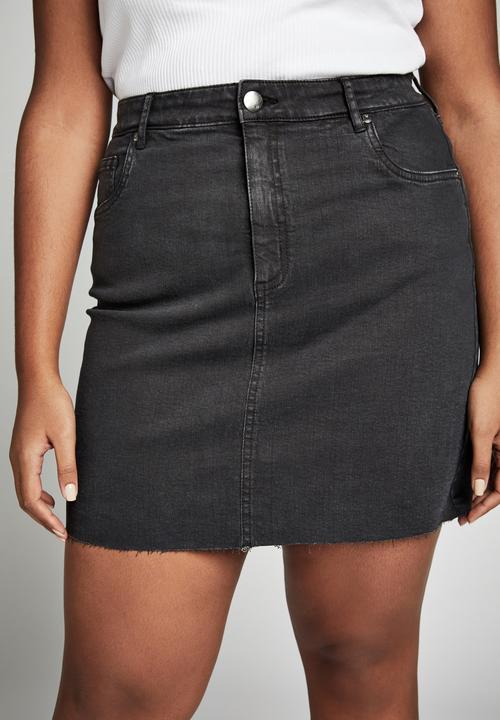 Cotton On - Curve denim skirt - black